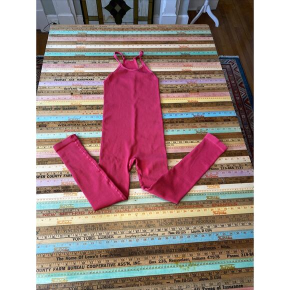Free People Movement Happiness Runs Ribbed One Piece Bodysuit Pink XS/S - Picture 1 of 12